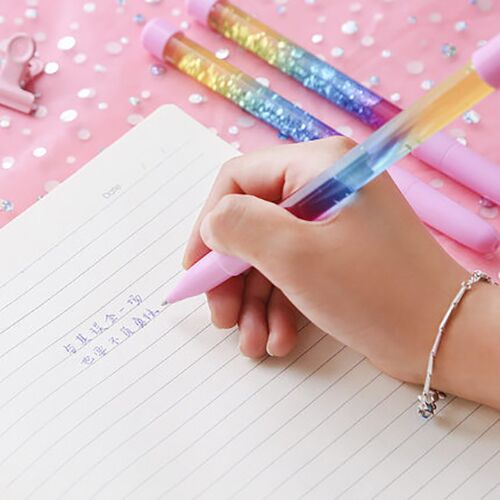 rainbow liquid ballpoint pink pen - modeS4u