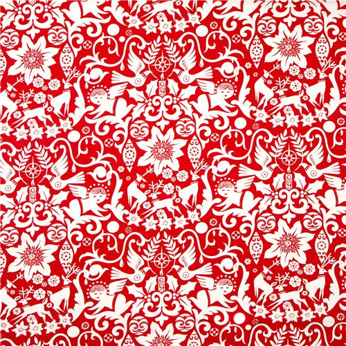 roter Alexander Henry Weihnachtsstoff Engel Rentier Stern 2
