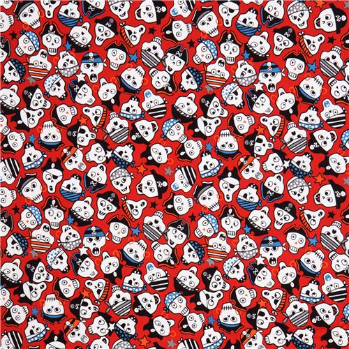 red Alexander Henry skull pirate fabric Ahoy 2