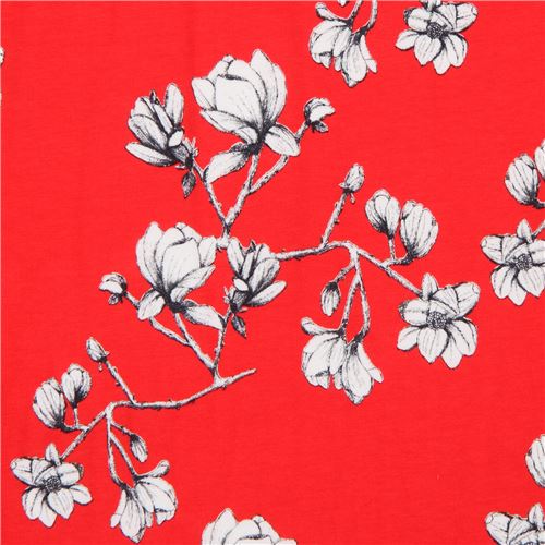 Tela roja de Art Gallery Fabrics de punto con flores Magnolia toile de Jouy  - modesS4u