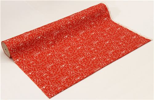 red Canvas bear fabric by Kokka from Japan 3