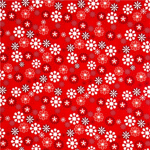 roter Weihnachtsstoff Stern Schneeflocke Robert Kaufman  2