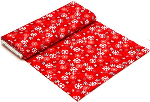 red Christmas fabric star snowflake Robert Kaufman Fabric by Robert ...