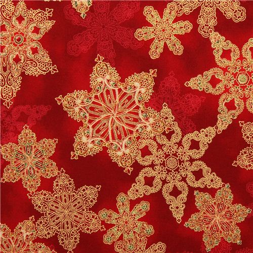 red Christmas star fabric Robert Kaufman Holiday Flourish 1