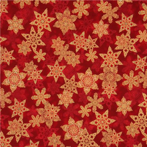 red Christmas star fabric Robert Kaufman Holiday Flourish 2