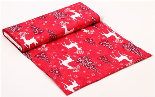 red Christmas tree deer Christmas fabric Quilting Treasures 3