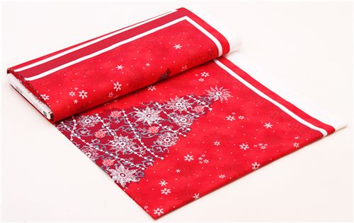 red Christmas tree panel Christmas fabric Quilting Treasures 3