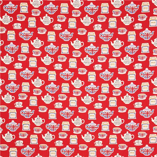 red England Tea Time London teapot oxford fabric Kokka 2
