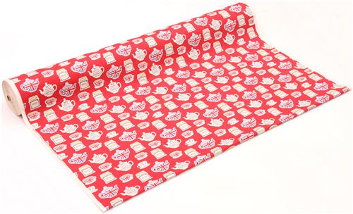 red England Tea Time London teapot oxford fabric Kokka 3