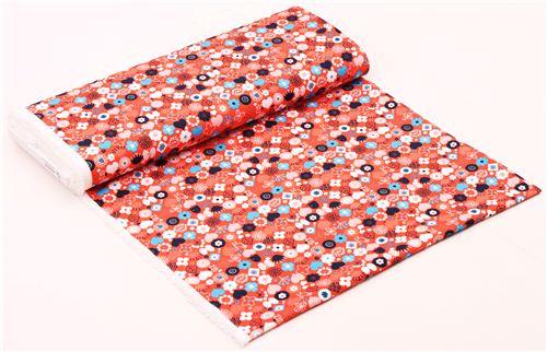 red Etocoto canvas flower fabric Kokka Japan Happy Flowers 3