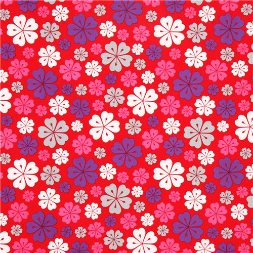 roter Hawaii Blume Stoff Robert Kaufman 2