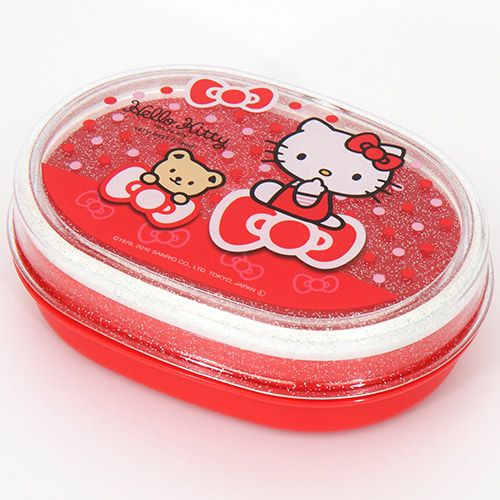 red Hello Kitty Bento Box glitter Lunch Box ribbons modeS4u