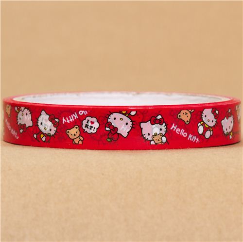 Red Hello Kitty Deco Sticky Tape With Teddy Bear - ModeS4u