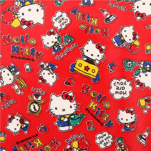 red Hello Kitty apple balloon Sanrio laminate fabric from Japan 1