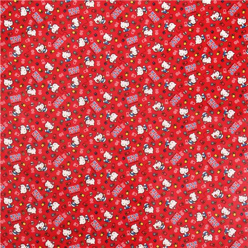 red Hello Kitty flower tulip Sanrio laminate fabric from Japan 2