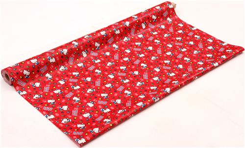 red Hello Kitty flower tulip Sanrio laminate fabric from Japan 3