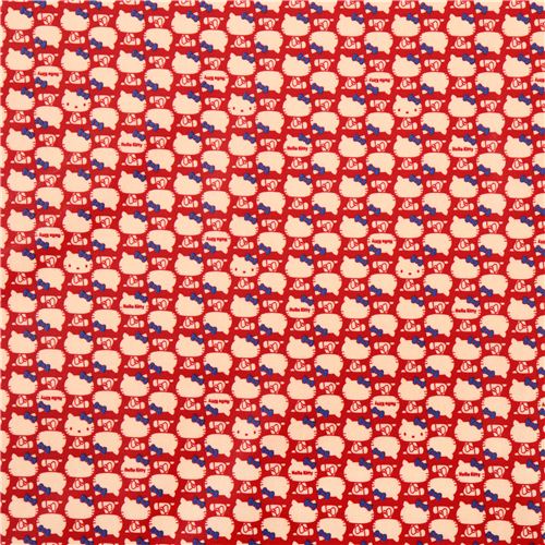 red Hello Kitty laminate fabric blue ribbon by Sanrio from Japan 2