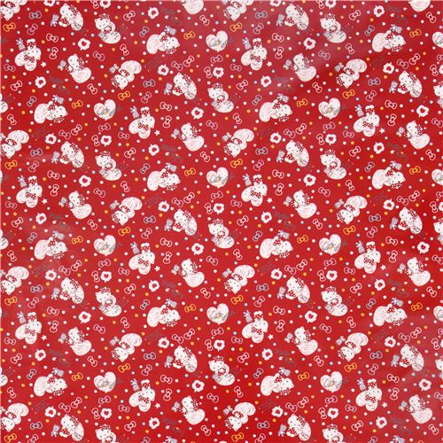 red Hello Kitty laminate fabric heart confetti by Sanrio from Japan 2