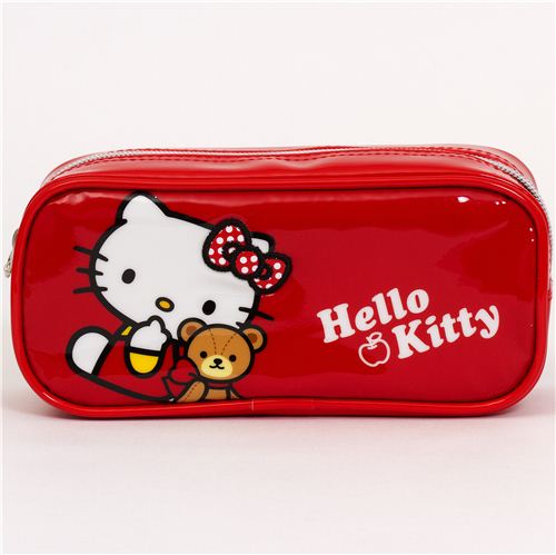 red Hello Kitty laquer pencil case from Japan with cute bear - modeS4u