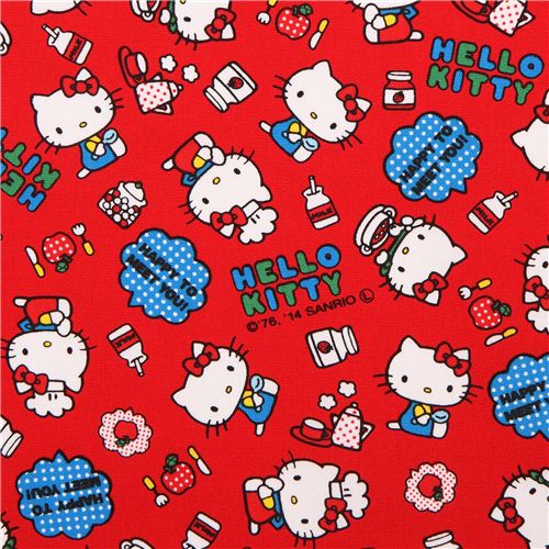 red Hello Kitty oxford fabric chef soup apple by Sanrio from Japan 1
