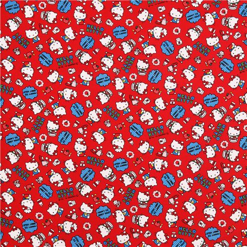 red Hello Kitty oxford fabric chef soup apple by Sanrio from Japan 2