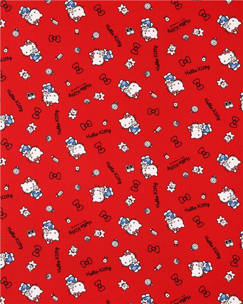 red Hello Kitty oxford fabric teddy bow comb by Sanrio from Japan 2