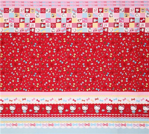 red Hello Kitty stripes ribbon jewelry oxford fabric by Sanrio from Japan 3