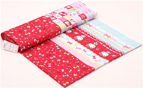 red Hello Kitty stripes ribbon jewelry oxford fabric by Sanrio from Japan 4