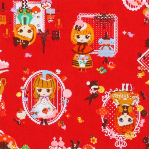 red Japanese fabric girls go shopping Cosmo 1