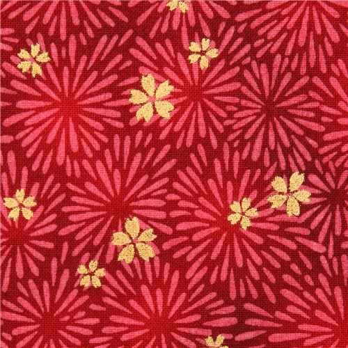 red Japanese flower Asia fabric Robert Kaufman Satsuki Fabric by Robert