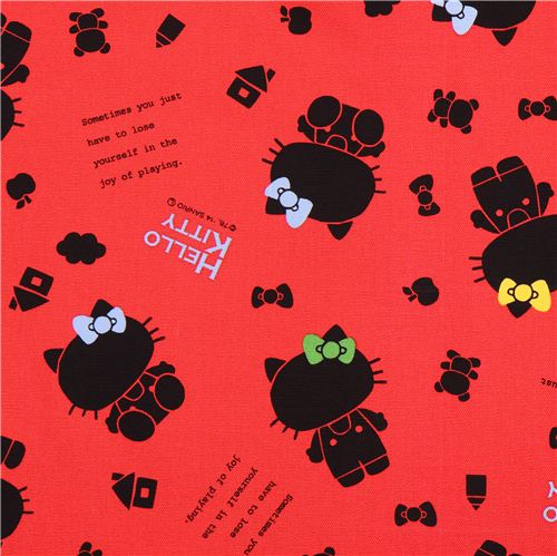 red Japanese shadow Hello Kitty oxford fabric by Sanrio by Hello Kitty ...