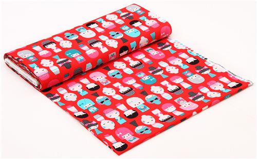 red Kokeshi doll fabric Robert Kaufman from Kokeshi 3