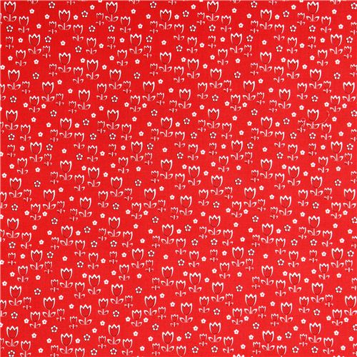 red Kokka flower tulip fabric from Japan 2
