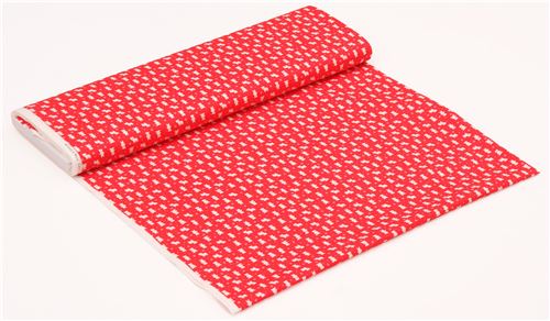 red Lecien fabric small white bear pink snowflake 4