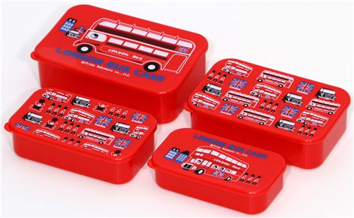 Red London Bus Bento Box 4 Pcs Lunch Box England - Modes4u