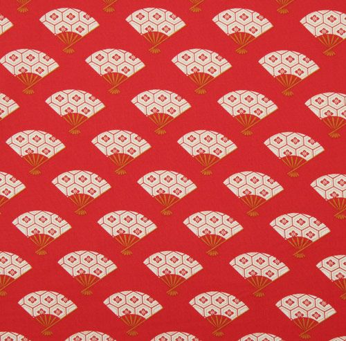 red Michael Miller Japanese Kimono Fans fabric 2