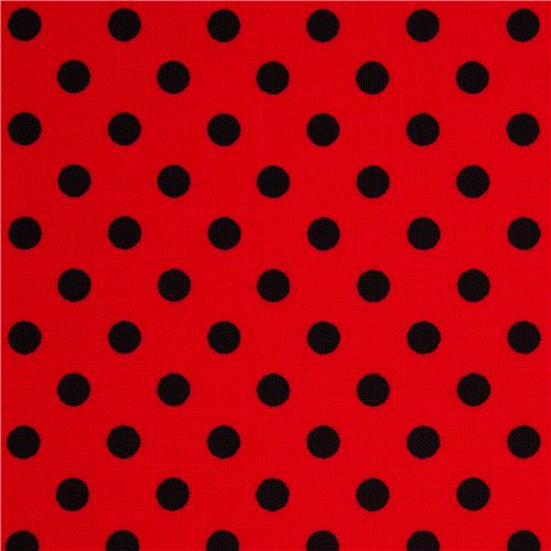 roter Michael Miller Stoff kleine schwarze Polka Punkte 2