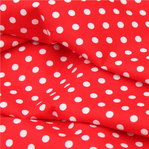 red Michael Miller fabric small white polka dots - modeS4u