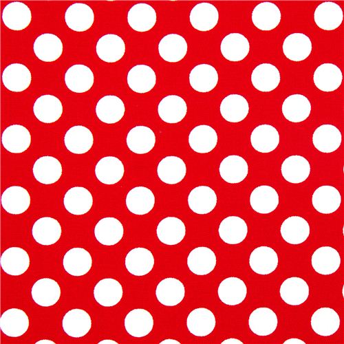 Red Michael Miller Fabric White Polka Dots Minnie Dots Stripes Checker Fabric Kawaii