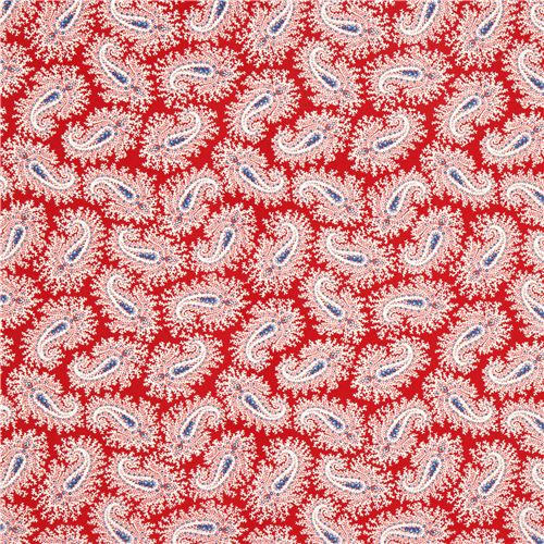 red Paisley flower fabric par Robert Kaufman USA 2