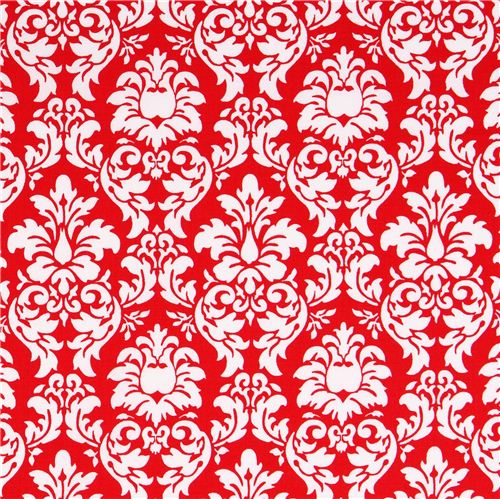 red Petite Dandy Damask ornament fabric Michael Miller Petite Paris 1