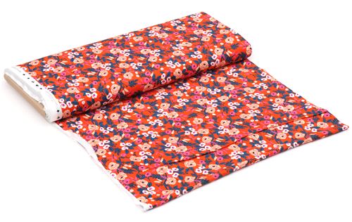 red Rayon fabric flower leaf by Cotton and Steel 5