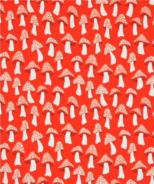 Fat Quarter (50 x 56 cm) - orange Rayon mushroom fabric by Cotton and ...