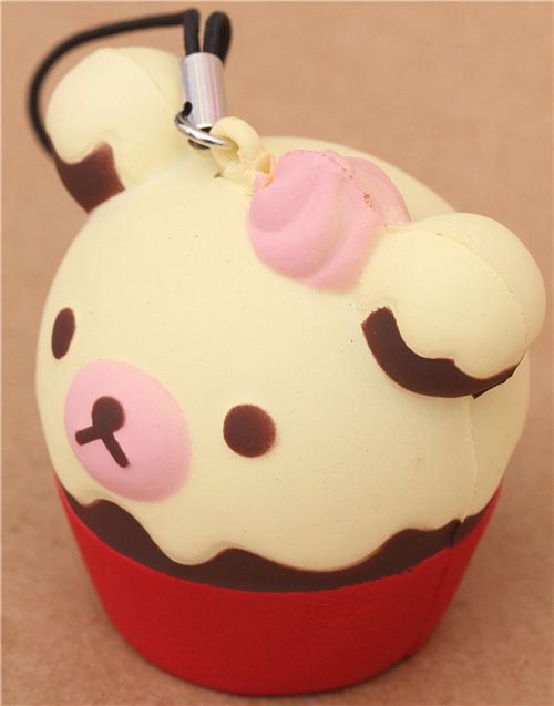 red Rilakkuma bear cupcake squishy cellphone charm - Food Squishies - Squishies - Kawaii Shop ...
