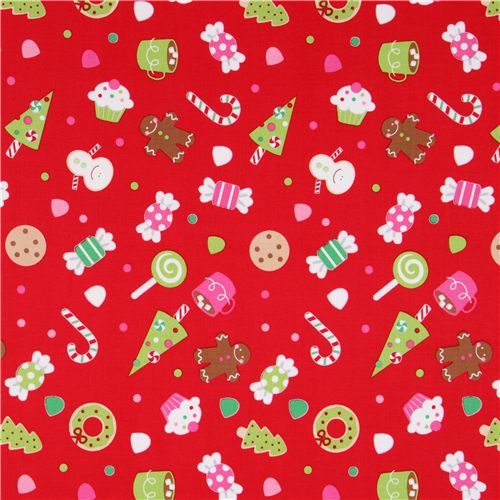 Red riley blake christmas fabric cute xmas modes4u