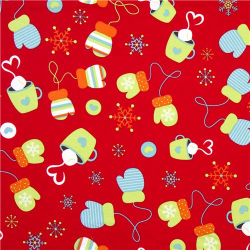 red Riley Blake Christmas fabric cute mittens 2