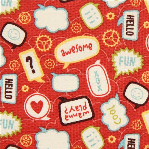 red Riley Blake speech bubble comic fabric 'Talk' 2