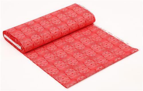 red 'Ripple' wave circles Cloud 9 organic Canvas fabric Fabric by Cloud ...