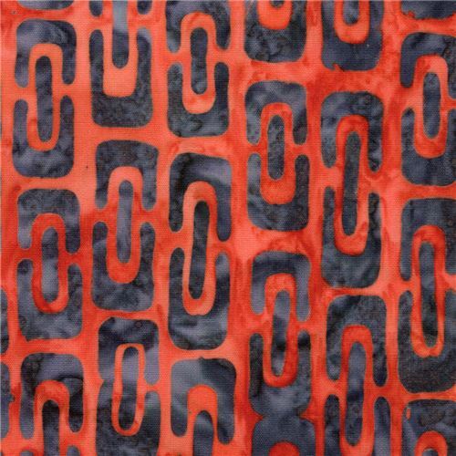 red Robert Kaufman Batik fabric with chain design Fabric