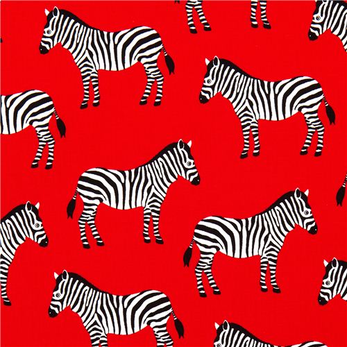 red Robert Kaufman fabric Menagerie with zebras - modeS4u